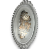 Vintage Imperial Glass Candlewick Oval Tray with Cream Craft and Sugar Bowl Floral Sterling Silver Overlay