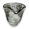 Vintage Imperial Glass Candlewick Oval Tray with Cream Craft and Sugar Bowl Floral Sterling Silver Overlay