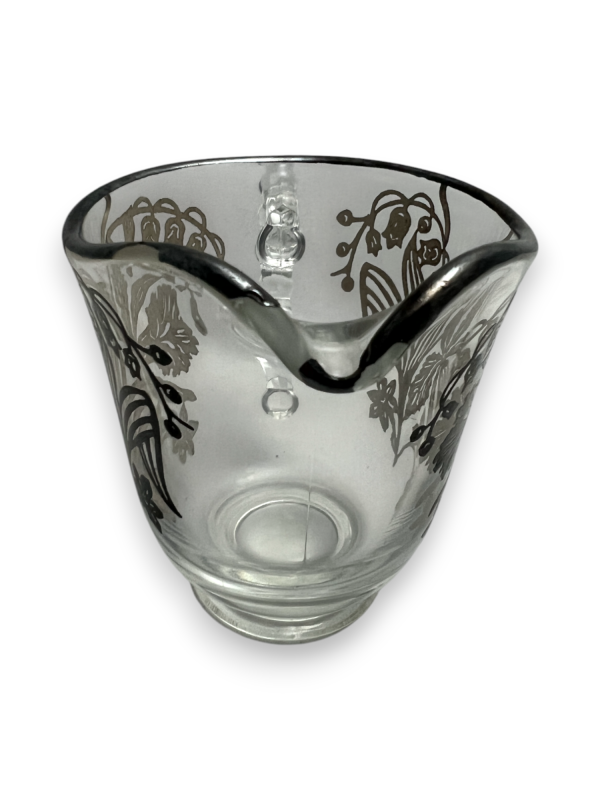 Vintage Imperial Glass Candlewick Oval Tray with Cream Craft and Sugar Bowl Floral Sterling Silver Overlay
