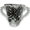 Vintage Imperial Glass Candlewick Oval Tray with Cream Craft and Sugar Bowl Floral Sterling Silver Overlay