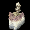 Pewter Ram on Amethyst Crystals