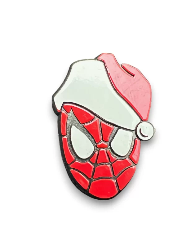Spider-Man Santa Hat Plastic Pin – Holiday Edition