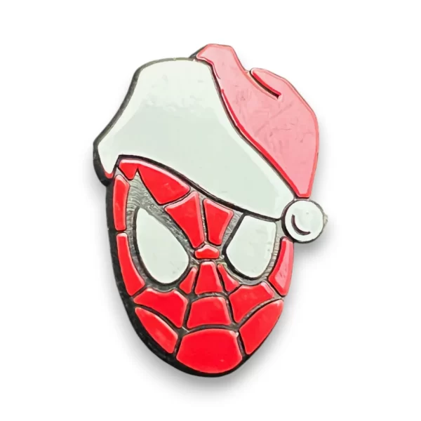 Spider-Man Santa Hat Plastic Pin – Holiday Edition